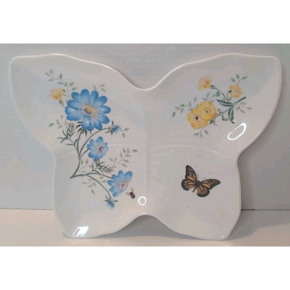 Lenox Butterfly Meadow Melamine Tray 9” Serving Platter Butterflies Flowers